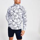 River Island Mens White Floral Zip Neck Slim Fit Sweatshirt