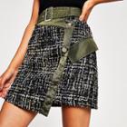 River Island Womens Boucle Wrap Front Belted Mini Skirt
