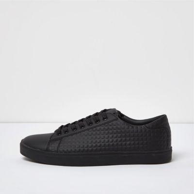 River Island Mensblack Textured Panel Sneakers