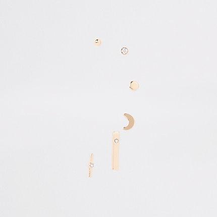River Island Womens Gold Color Mixed Stud Earring Pack
