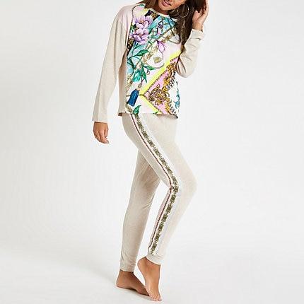 River Island Womens Floral Print Pajama Joggers