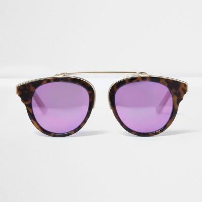 River Island Womens Tortoise Shell Purple Lens Sunglasses