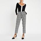 River Island Womens Check Tie Waist Tapered Trousers