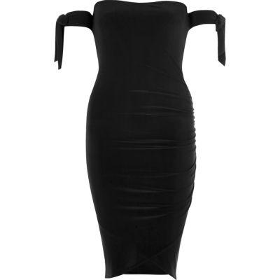 River Island Womens Tied Sleeve Bardot Wrap Dress