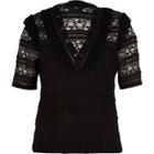 River Island Womens Lace Frill V Neck Top