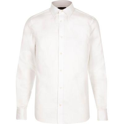 River Island Mens White Double Cuff Slim Fit Shirt