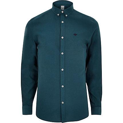 River Island Mens Wasp Embroidered Button-up Oxford Shirt