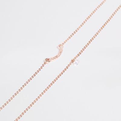 River Island Womens Rose Gold Rhinestone Jewel Anklet