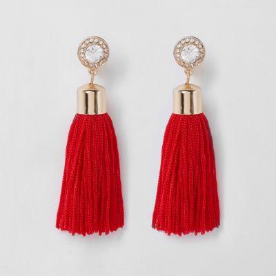 River Island Womens Tassel Drop Clip On Earrings