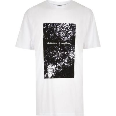 River Island Mens White Design Forum Printed Longline T-shirt