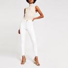 River Island Womens Off White Molly Coated Mid Rise Jeggings