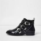 River Island Womens Studded Multi Buckle Ankle Boots