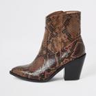 River Island Womens Snake Print Western Ankle Boots