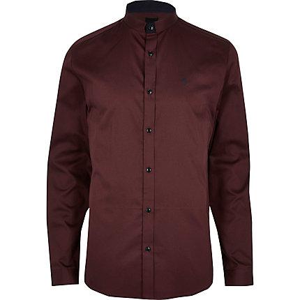 River Island Mens Stand Collar Slim Fit Shirt