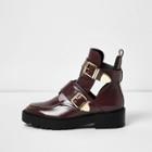 River Island Womens Patent Cut-out Buckle Boots