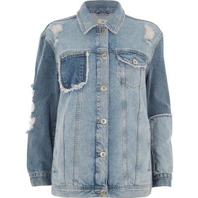 River Island Womens Reworked Oversized Denim Jacket