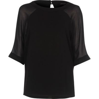 River Island Womens Chiffon Raglan Sleeve T-shirt