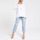 River Island Womens White Long Sleeve Tunic Shirt