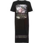 River Island Womens Band Print Lace Insert Longline T-shirt