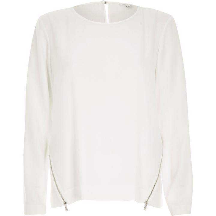 River Island Womens White Zip Side Top