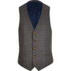 River Island Mensgrey Check Wool-blend Slim Waistcoat