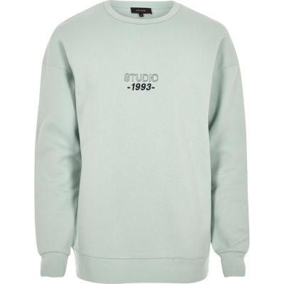 River Island Mensy Green Print Sweatshirt