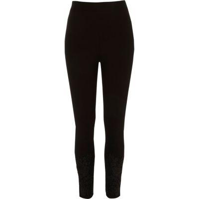 River Island Womens Lace Hem Embellished Leggings