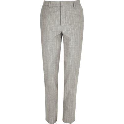 River Island Mens Stripe Wool-blend Skinny Suit Pants