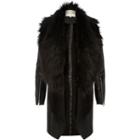 River Island Womens Draped Leather-look Longline Jacket