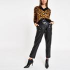 River Island Womens Leopard Print V Neck Jumper