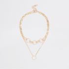 River Island Womens Gold Tone Circle Link Necklace Multipack