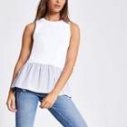 River Island Womens White Stripe Peplum Top