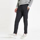 River Island Mens Check Skinny Fit Joggers