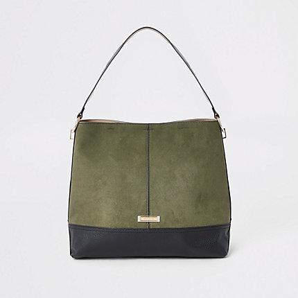 River Island Womens Contrast Faux Suede Slouch Bag