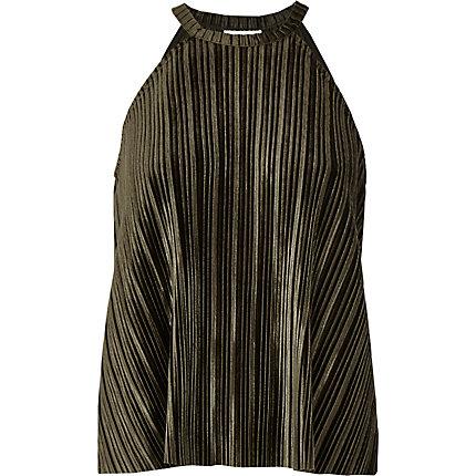River Island Womens Petite High Neck Plisse Top