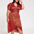 River Island Womens Plus Heart Print Wrap Midi Dress