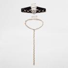 River Island Womens Velvet Chain Drop Choker Set