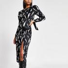 River Island Womens Print Tie Back Midi Dress