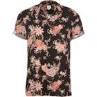 River Island Mens Floral Print Short Sleeve Revere Shirt
