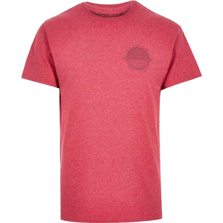 River Island Mensred Coast Chest Print T-shirt
