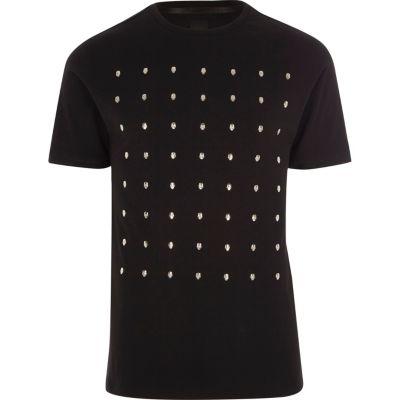 River Island Mens Skull Studded Slim Fit T-shirt