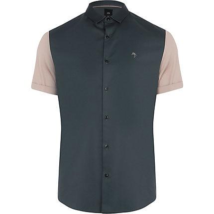 River Island Mens Big And Tall Colour Block Slim Fit Shirt