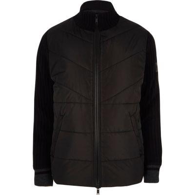 River Island Mens Quilted Contrast Knit Sleeve Jacket