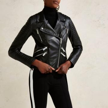 River Island Womens Ri Studio Leather Quilted Biker Jacket
