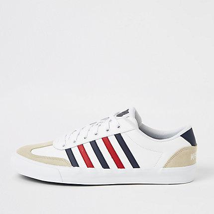 River Island Mens K-swiss White Leather Stripe Addison Sneakers
