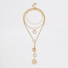 River Island Womens Gold Color Chain Triple Layered Necklace