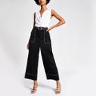 River Island Womens Contrast Stiched Crop Wide Leg Trousers
