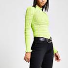 River Island Womens Neon Frill Trim Knitted Top