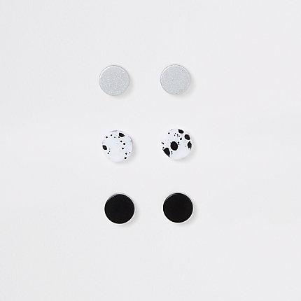 River Island Mens Plug Marble Earrings Multipack
