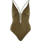 River Island Womens Lace Up Plunge Swimsuit